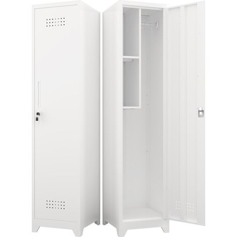 GagaArmoire de rangement métal blanche verrouillable 165 cm (1/5)