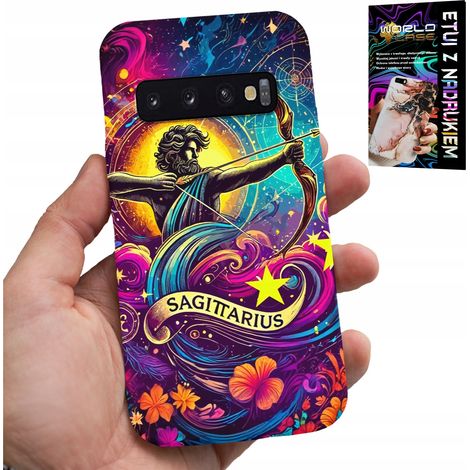 Custodia per Samsung Galaxy S10 Plus - segno zodiacale, Sagittario, retro con astronomia (1/5)