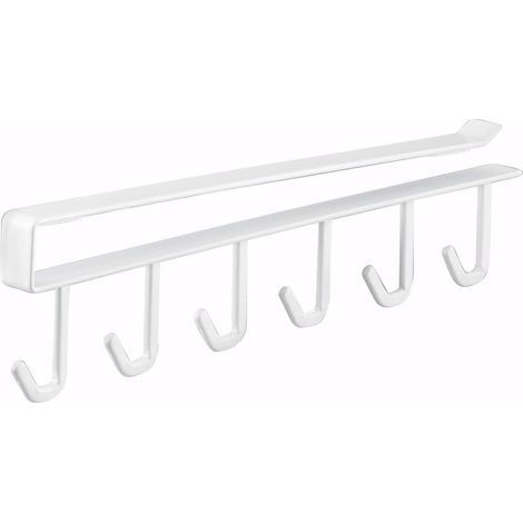 7117 TOWER Crochets sous étagère pour ustensiles de cuisine, blanc, Acier, minimaliste, 26 x 1,5 x 6,5 cm (L x L x H) (1/3)