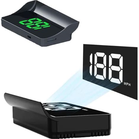 BelleRise - Affichage tête haute HUD vitesse GPS, projecteur pare-brise luminosité automatique, USB Plug and Play, gros caractères (1/5)
