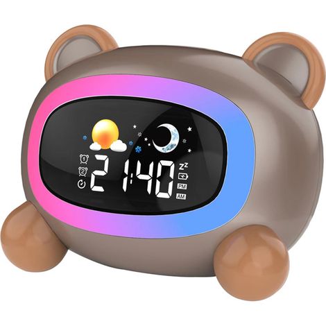 1 Réveil enfant, Horloge sommeil, Machine sons, Veilleuse, 7 sons, 2 alarmes, Chambre kids (1/5)