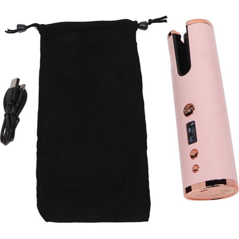 Brosse à friser automatique sans fil céramique, fer à boucler rotatif rechargeable 4000mAh, écran LCD, lisseur boucleur auto pour cheveux, usage domestique et salon. (1/5)