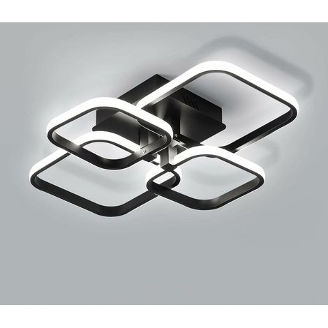 Plafonnier LED rectangulaire, luminaire de plafond LED 60W 6750LM, plafonnier moderne en aluminium, convient pour le salon, la chambre, la cuisine, le couloir (noir). (1/5)