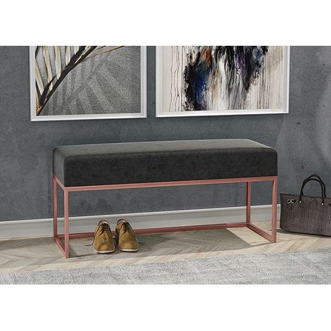 AX LIVING Sitz Bank Acciarolli 90 cm – Schwarz, kupferfarbenes Metallgestell