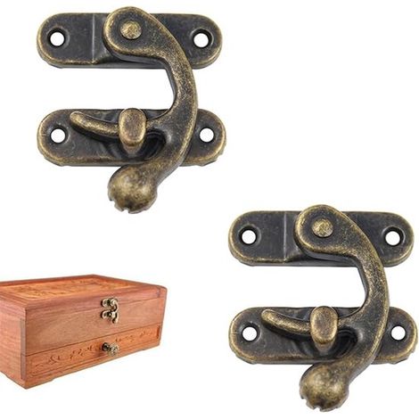 Serrature per mobili - 20 pezzi Chiusure a gancio in bronzo, chiusure per scatole di legno, chiusure a gancio per bauli, chiusure a gancio con serratura, ganci in corno di bronzo, chiusure a lucchetto (1/2)