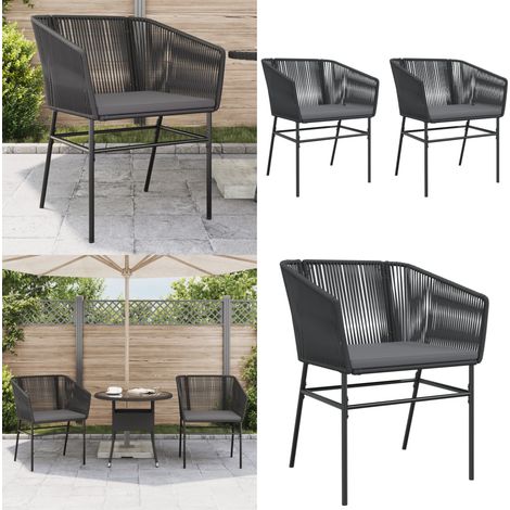 Gartenstühle 2 Stk. mit Kissen Schwarz Poly Rattan - Gartensaison - Gartenmöbel - Outdoor Furniture - Esszimmerset - Balkonmöbel - Home & Living (1/5)