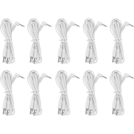10 pièces/sachet de câbles d'électrodes à broches 2,5 mm CC de 1,2 m pour appareil TENS de physiothérapie (1/5)