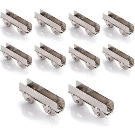 Satz mit 10 Edelstahl-Rollenklemmen für 6 mm dicke Schiebetüren von Schaufenstern, 6 mm Schlitzbreite (1/5)