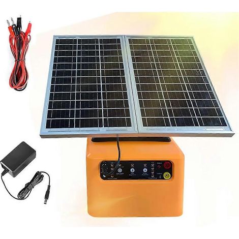 Chargeur de clôture électrique solaire de 48 km (30 miles), 1,5 joules, compatible avec le bétail, protection contre les prédateurs, avec batterie, 4 réglages de tension, standard. (1/5)