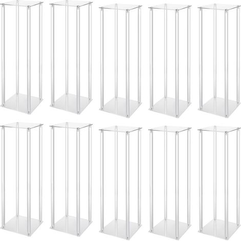 Ensemble de supports de fleurs de mariage, Vase en acrylique, support de colonne transparent de 23.6 pouces de hauteur, présentoir géométrique pour décoration de fête de mariage à domicile, 10 pièces (1/5)