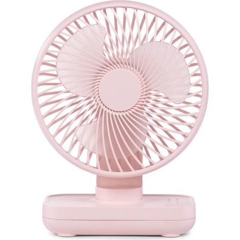 Ventilateur de table silencieux, petit ventilateur de bureau USB avec 4 vitesses de ventilation, orientable à 90°, sans fil, rose (1/5)