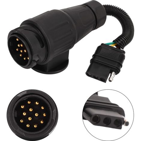 Adaptateur de Prise de Remorque, Couvercle de Prise de Remorque EU 13 Voies Rondes vers US 4 Voies Plat Connecteur de Remorque Convertisseur Conversion Prise de Remplacement pour (1/5)