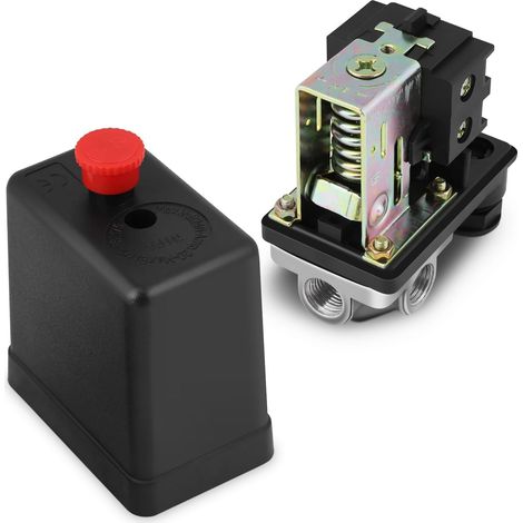 Aramox Pressostat Compresseur D'Air 380V Pressostat triphasé 380V vanne de commande de pressostat vertical à 4 ports G1/4"pour compresseur d'air (1/5)