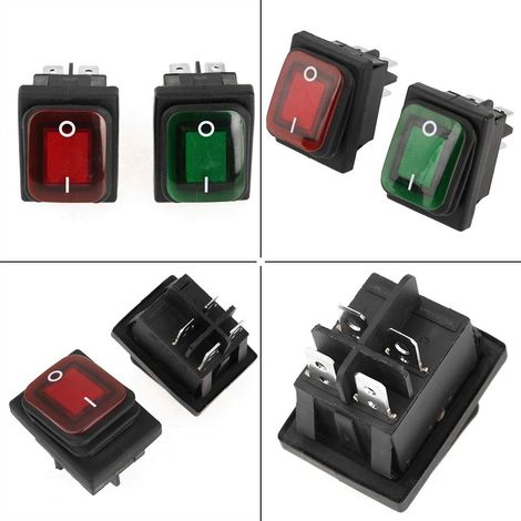 Interrupteur à bascule - 4 pôles - 2 positions ON/OFF avec voyant lumineux - étanche IP67 - noir - lot de 4 (1/5)