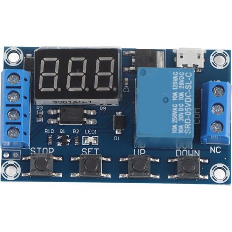 Minuterie à relais programmable 6-30V DC avec affichage LED et entrée USB 5V (1/5)