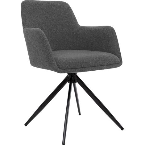 Chaise de salle à manger Olema en tissu bouclette Gris (1/5)
