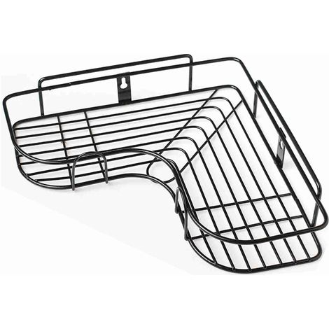 Étagère de douche d'angle, rangement mural triangulaire pour salle de bain, cuisine, balcon, noir (1/5)