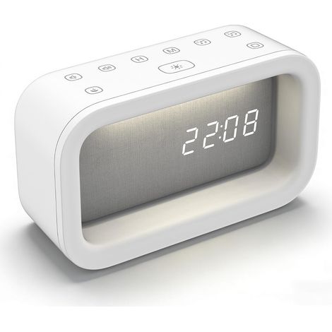 Bruit Blanc Veilleuse Réveils Lumiere, USB Piles Rechargeables 2 Modes Réveil Matin Numérique 3 Lluminosité, Portable 16 White Noise Machine Touch LED Sommeil Minuteur, Chambre Bureau Voyage (1/5)