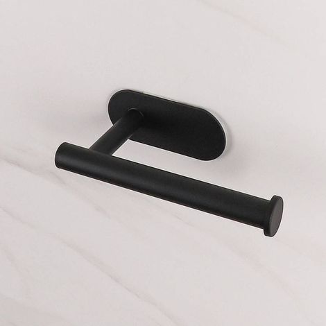 Porte Papier Toilette, Support de Papier Toilette Adhesif, Porte Papier Toilette Noir, Porte Rouleau Papier Mural sans Percage, Derouleur Papier WC en Acier Inoxydable (1/5)