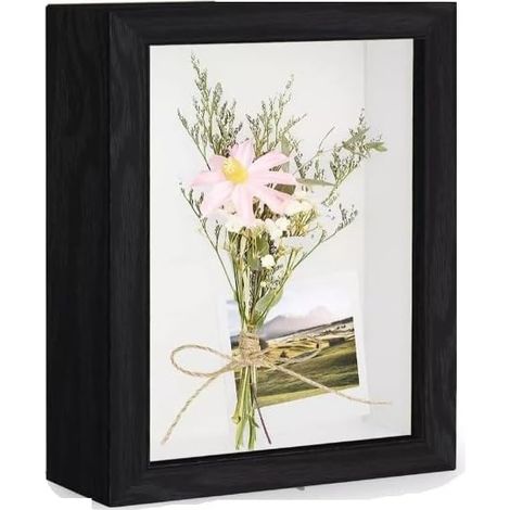 Poicbor Marco Shadow Box, Marco de Fotos de 8 x 10 Pulgadas Cristal Foto Caja Marco de Objetos, para Llenar de Memorabilia, Flores Secas y Especímenes, Regalo para Amigos de la Familia (Negro) (1/5)