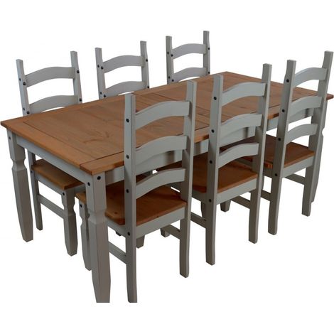 Corona Grey Wax 6'0" Dining Table & 6 Chairs (1/5)