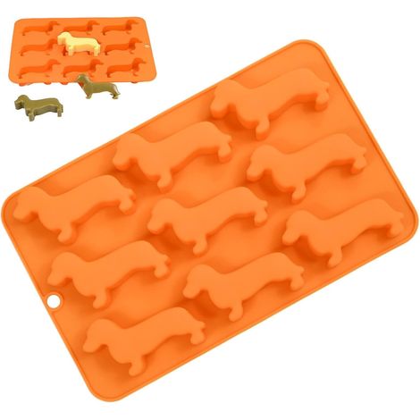 Moule en forme de teckel, plaque en silicone, moule pour chien, bac à glaçons, moule à chocolat, moule à gâteau, moule à pudding, moule à gelée, moule de cuisson, moule à 9 cavités, bac à glaçons teck (1/5)