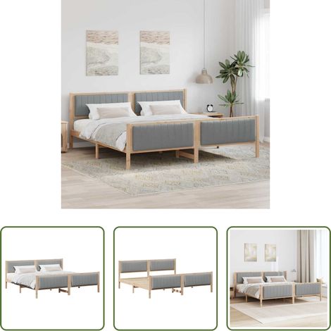 Plattformbett - Bettgestell Braun und hellgrau 200 x 200 cm Massivholz Kiefer (1/5)