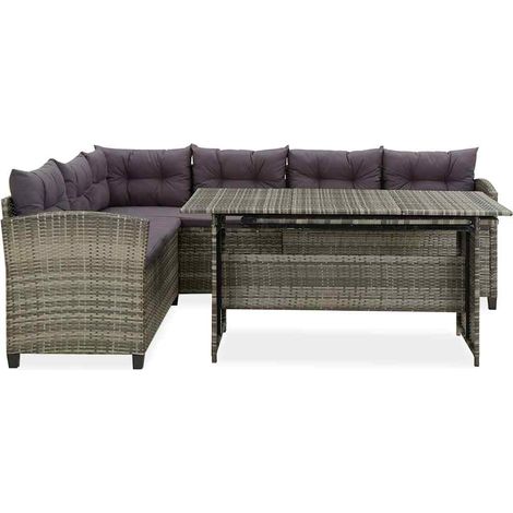 Maison Exclusive - Set Divani da Giardino 2 pz con Cuscini in Polyrattan Grigio (1/5)