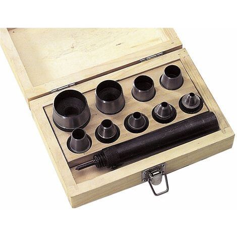 Hole punch set in wooden box, 10 pieces (1/2)