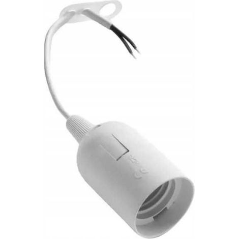 Douille E27 - Suspension À Fil 2x0 75 Mm² - Pour Lampe Incandescence LED Fluorescente Compacte - IP20 - Blanc - 1 Pièce