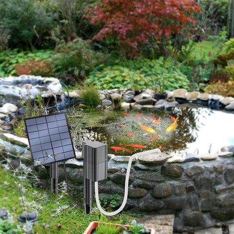 2,5W/7V Solar-Teichbelüftungspumpe 0,6L/min mit Sprudelstein und Befestigungsspieß für Garten- und Hydrokulturteiche im Freien (1/5)