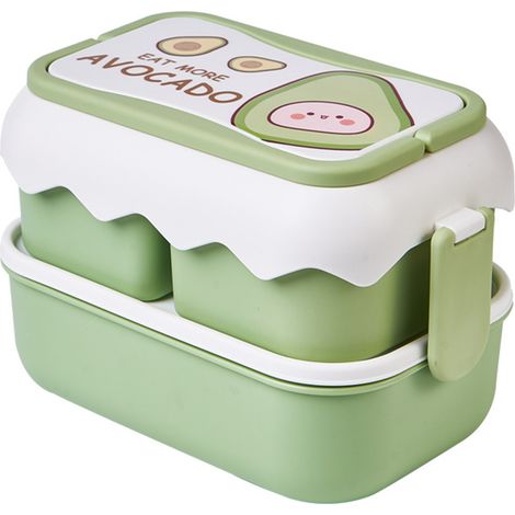 Boîte à lunch portable mignonne, vert dessin animé (1/5)