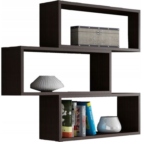 Étagère Murale ADAM Wengé - Meuble de rangement 3 Niveaux - 95 x 21 x 93 cm (1/3)