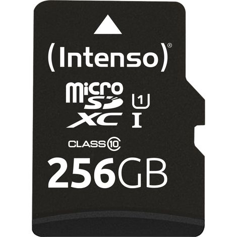 Scheda MicroSDXC UHS-I Premium Class 10 da 256 GB INTENSO con Cablaggio Universale - Modello 180849 (1/4)