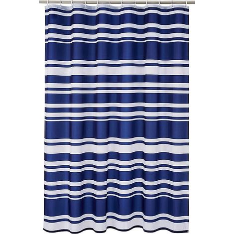 Rideau de douche décoration neuf imperméable 180 x 180 m rayures bleu marine (1/4)