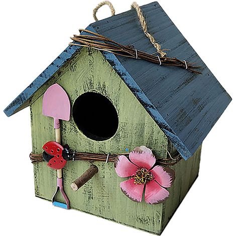 Mangeoire Pour Oiseaux - En Bois De Pin - Suspendue - Résistante À La Pluie - Pour Cour, Villa, Balcon - 15 x 13,5 x 20,5 cm - 1 Pièce (1/3)