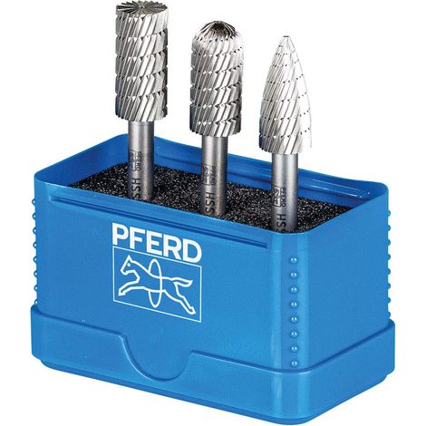 PFERD Set di 3 punte per fresa HSS, dentatura 3, Ø 12 mm, diametro gambo: 6 mm, 22900811 – universale per acciaio, ghisa e ghisa (1/3)
