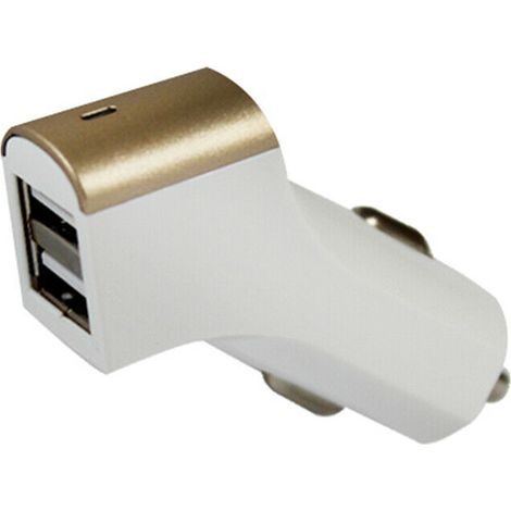 FX Powabud Lightweight Car Charger USB 2.1A Twin Socket, Gold (1/3)