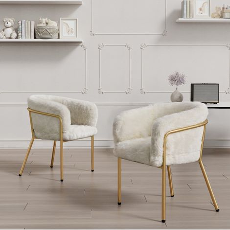 Stuhl Esszimmerstuhl 2er Set Metallbeine Weiß OKMYHOME (1/5)