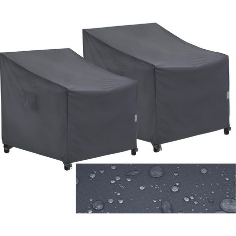 CCYKXAHousses pour chaises de jardin, housse de chaise longue, housse de imperméables, protectrices, pour meubles de patio, gris, 89x99x66/91cm, 2 pièces (1/5)