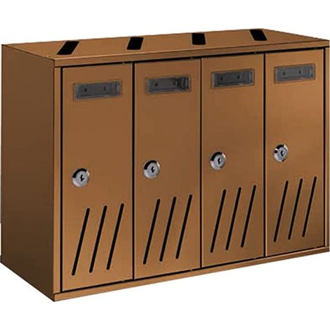 TECHNOMAX - CASELLARIO POSTALE CONDOMINIALE 4 POSTI - COLORE BRONZO ANODIZZATO - 30x42x17,5CM
