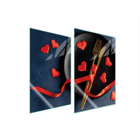 PLAQUE DE PROTECTION EN VERRE POUR CUISINE 2x35x52 COEUR (1/5)