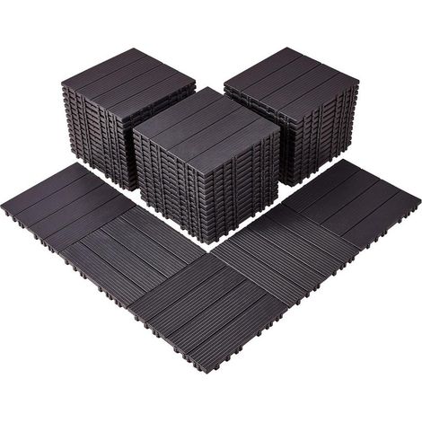 PP marron foncé, dalles de terrasse emboîtables 300 x 300 mm, revêtement imperméable pour balcon et piscine (1/5)
