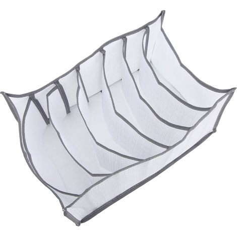 Sacs de rangement pour dortoir étudiant, séparateurs de tiroirs de penderie, sous-vêtements, jeans, pulls, sacs de rangement pliables pour vêtements, blancs, grand modèle à 7 compartiments. (1/5)