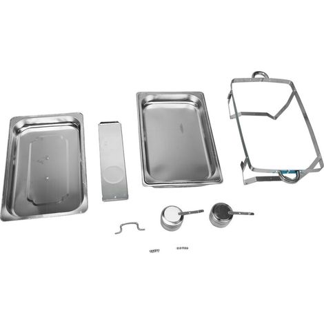 Ensemble de plats à réchaud rectangulaires en acier inoxydable avec couvercle et support stable pour restaurant et maison (1/5)