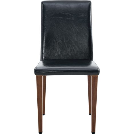 ELVMI Lot de 2 Chaises de Salle à Manger Modernes, Dossier Ergonomique, Pieds Antidérapants, Métal et PU, Noir Noyer (1/5)