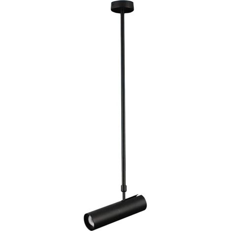 Lampadario Portafaretto A Sospensione Cilindro Gu10 Asta Regolabile Nero (1/4)