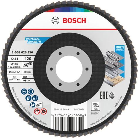 Bosch Disque à lamelles X451, 115 × 22,23 mm, K120, Z27, 15 pièces 15 pièces (1/5)