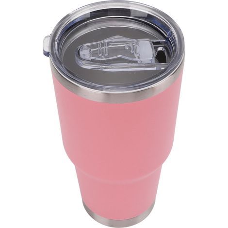 Isolierte Edelstahlflasche, Thermosbecher, Kaffeebecher, doppelwandig mit Deckel, ideal für Reisen (rosa). (1/5)