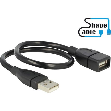 Delock USB-Kabel  USB 2.0 USB-A Stecker, USB-A Buchse 0.35 m Schwarz flexibles Schwanenhals-Kabel 83 (1/3)